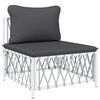 vidaXL Canap&eacute; central de jardin avec coussins blanc tissu tiss&eacute;