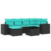 vidaXL Ensemble de canap&eacute; de jardin 7 pcs avec coussins noir r&eacute;sine tress&eacute;e