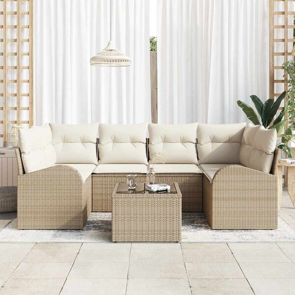 vidaXL Ensemble de canap&eacute; de jardin Beige 55 x 55 x 37 cm polyrotin
