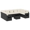 vidaXL Salon de jardin 10 pcs avec coussins noir r&eacute;sine tress&eacute;e