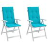 vidaXL Coussins de chaise à dossier haut lot de 2 turquoise tissu