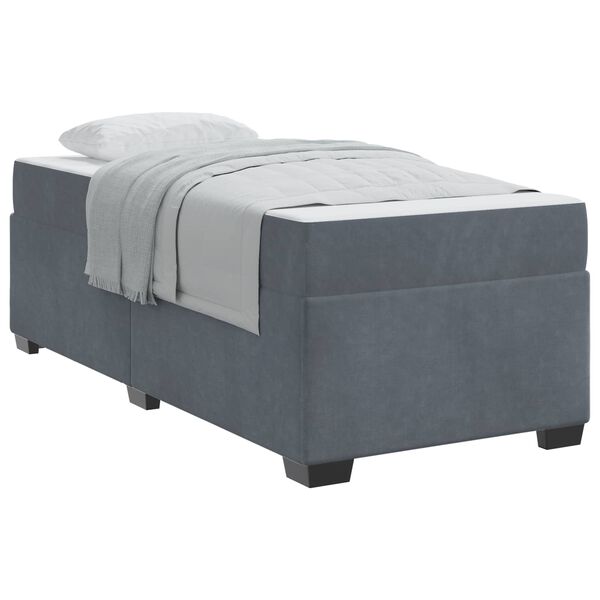 vidaXL Cadre de lit avec matelas Gris fonc&eacute; 90 x 200 cm tissu