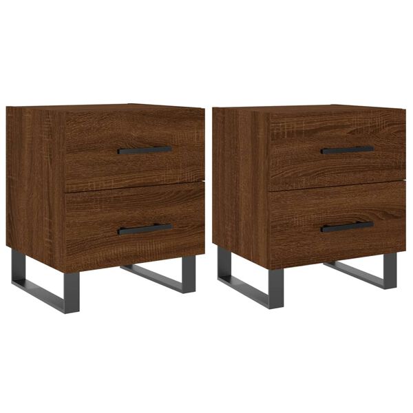 vidaXL Tables de chevet 2 pcs ch&ecirc;ne marron 40x35x47,5 cm