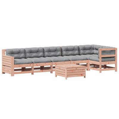 vidaXL Salon de jardin 7 pcs avec coussins bois massif douglas