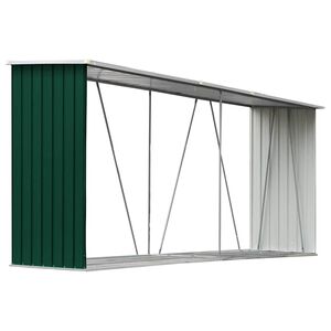 vidaXL Abri de stockage de bois Acier galvanis&eacute; 330x84x152 cm Vert