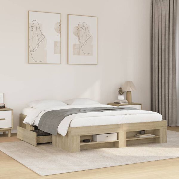 vidaXL Cadre de lit sans matelas ch&ecirc;ne sonoma 160x200 cm