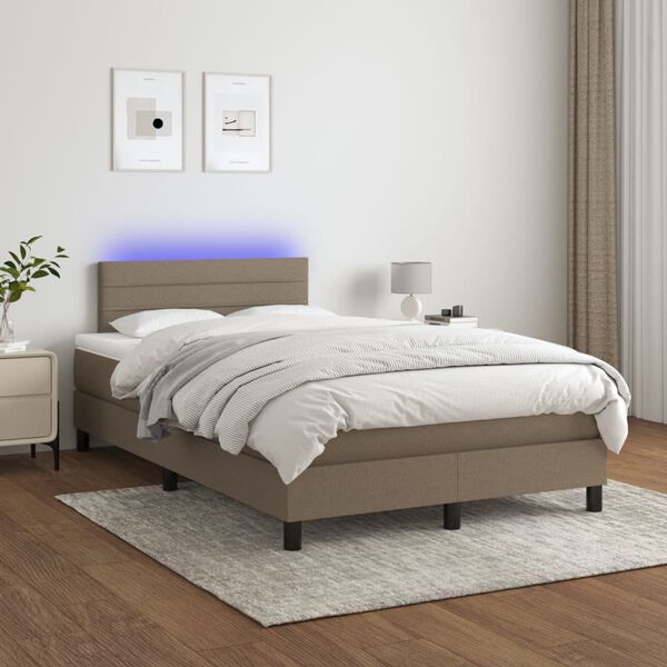 vidaXL Sommier &agrave; lattes de lit avec matelas LED Taupe 120x200 cm Tissu