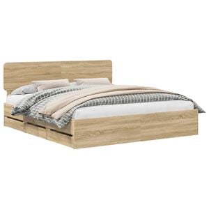 vidaXL Cadre de lit Ch&ecirc;ne Sonoma 200 x 200 cm Bois d&rsquo;ing&eacute;nierie