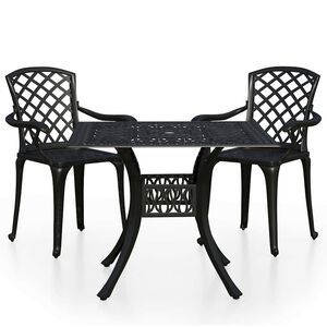 vidaXL Ensemble de bistro 3 pcs Aluminium coul&eacute; Noir