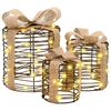 vidaXL D&eacute;coration de bo&icirc;te cadeau 3 pc Blanc chaud 20 x 20 x 20 cm