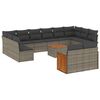 vidaXL Salon de jardin avec coussins 13 pcs gris r&eacute;sine tress&eacute;e