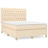 vidaXL Sommier &agrave; lattes de lit avec matelas Cr&egrave;me 140x200 cm Tissu