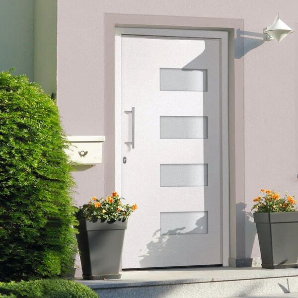 vidaXL Porte d'entr&eacute;e Aluminium et PVC Blanc 110x210 cm