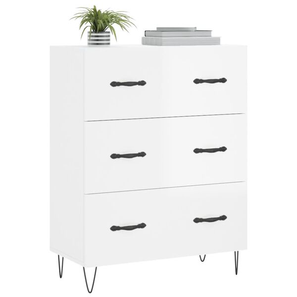 vidaXL Buffet Blanc brillant 69,5x34x90 cm Bois d'ingénierie