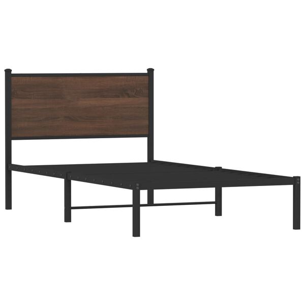 vidaXL Cadre de lit en m&eacute;tal sans matelas ch&ecirc;ne marron 100x200 cm