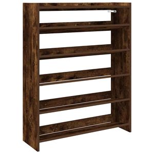 vidaXL &Eacute;tag&egrave;re &agrave; chaussures ch&ecirc;ne fum&eacute; 80x25x100 cm bois d'ing&eacute;nierie