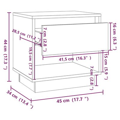 vidaXL Tables de chevet 2 pcs Sonoma gris 45x34x44cm Bois d'ingénierie