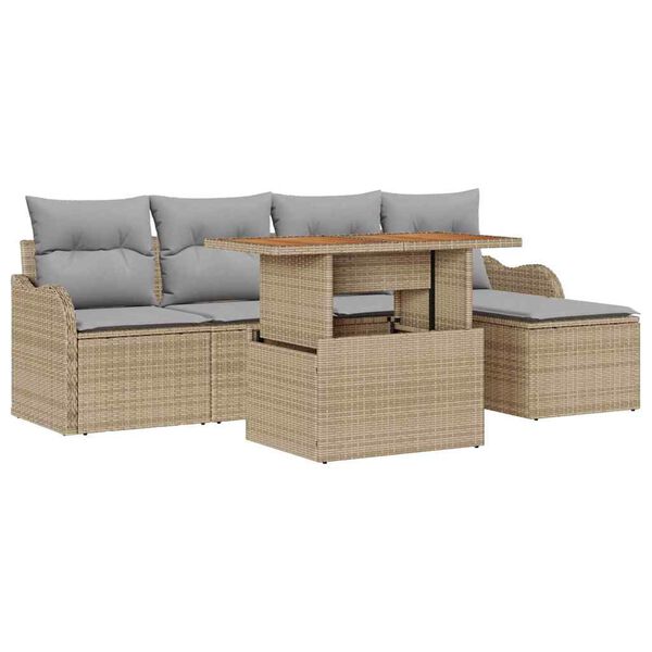vidaXL Ensemble de canapé de jardin 6 pcs beige et gris clair