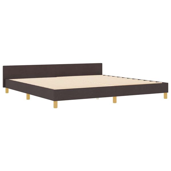 vidaXL Cadre de lit avec t&ecirc;te de lit Marron fonc&eacute; 200 x 200 cm tissu