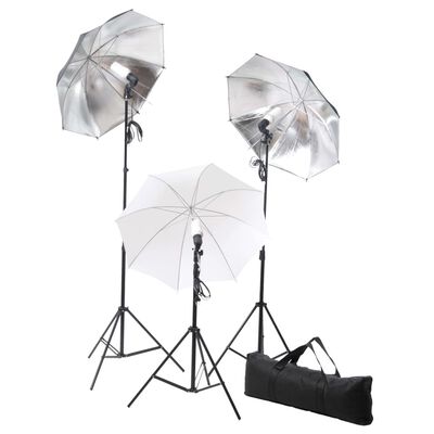 vidaXL Kit de studio photo avec lampes toile de fond et réflecteur