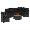 vidaXL Salon de jardin 7 pcs avec coussins noir r&eacute;sine tress&eacute;e