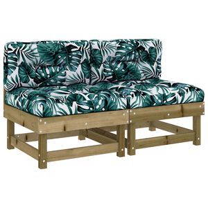 vidaXL Canap&eacute;s centraux avec coussins 2 pcs bois de pin impr&eacute;gn&eacute;