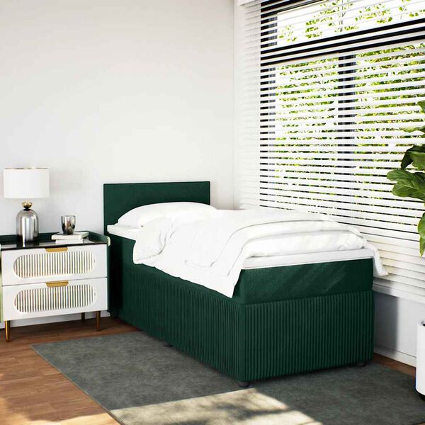 vidaXL Sommier &agrave; lattes de lit et matelas Vert fonc&eacute; 80x200 cm Velours