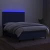 vidaXL Sommier &agrave; lattes de lit et matelas et LED Bleu 140x200 cm Tissu
