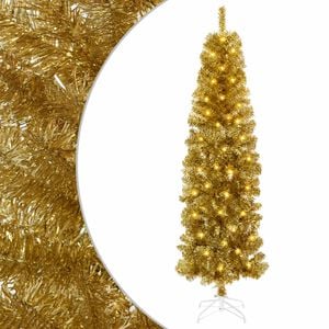 vidaXL Arbre de No&euml;l slim artificiel avec boules 180 cm 300 LED