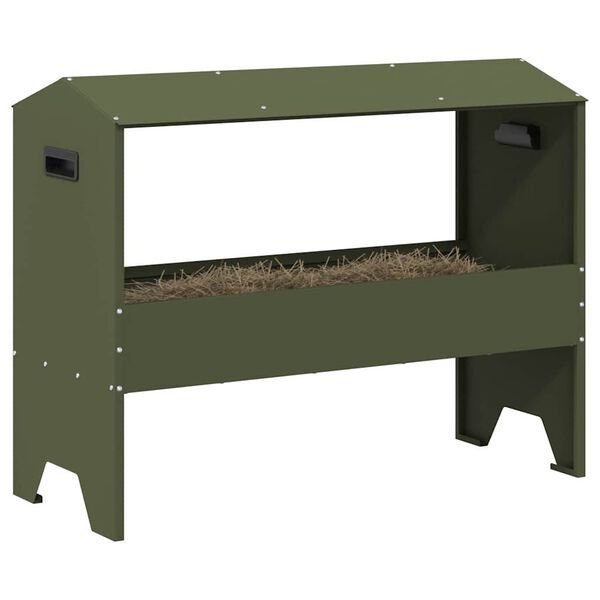 vidaXL Trough d'alimentation pour le b&eacute;tail Vert olive 79 x 35 x 62 cm