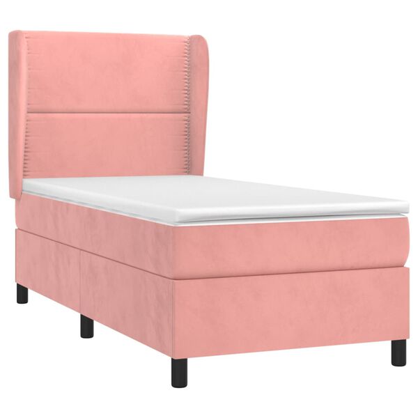 vidaXL Sommier &agrave; lattes de lit avec matelas Rose 100x200 cm Velours
