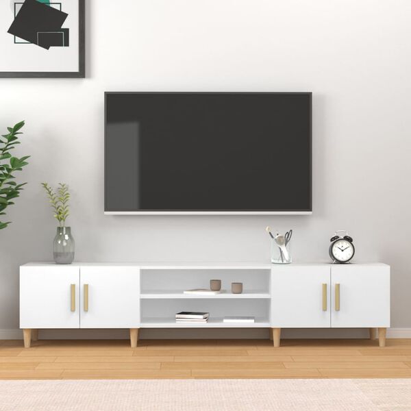 vidaXL Meuble TV Blanc 180x31,5x40 cm Bois d'ingénierie