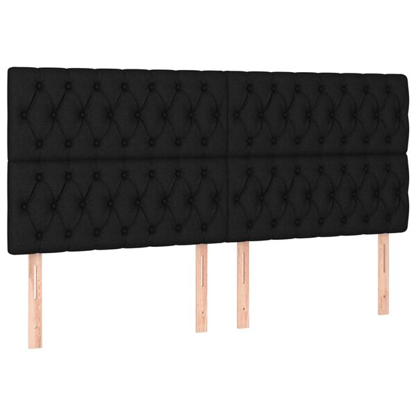 vidaXL T&ecirc;te de lit &agrave; LED Noir 200x7x118/128 cm Tissu