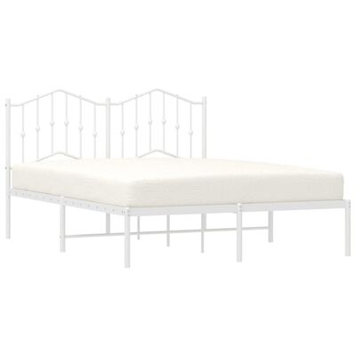 vidaXL Cadre de lit métal sans matelas et tête de lit blanc 150x200 cm