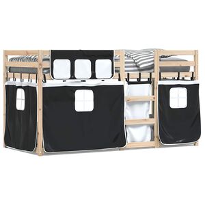 vidaXL Lit superpos&eacute; sans matelas noir 90x190 cm bois de pin massif