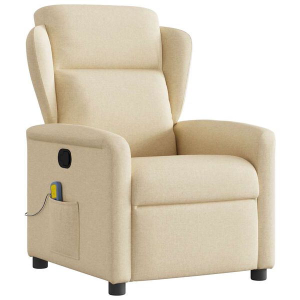 vidaXL Fauteuil de massage inclinable Cr&egrave;me Tissu