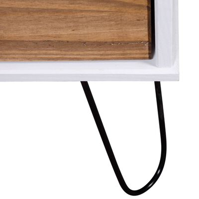 vidaXL Table de chevet naturel et blanc 45x39,5x57 cm bois de pin