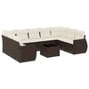 vidaXL Salon de jardin 10 pcs avec coussins marron r&eacute;sine tress&eacute;e