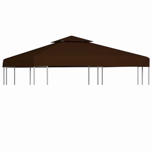 vidaXL Toile sup&eacute;rieure double de belv&eacute;d&egrave;re 310 g/m&sup2; 3x3 m Marron