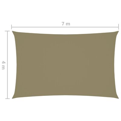 vidaXL Voile de parasol tissu oxford rectangulaire 4x7 m beige