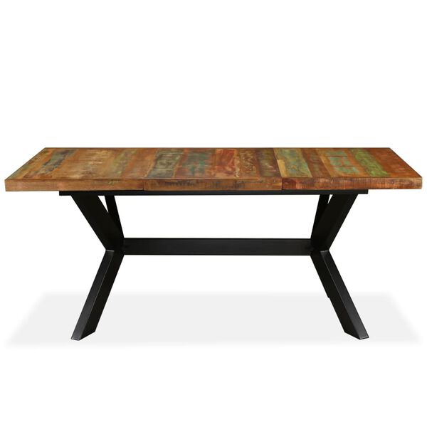 vidaXL Table à manger Bois récupération massif et croix en acier 180cm