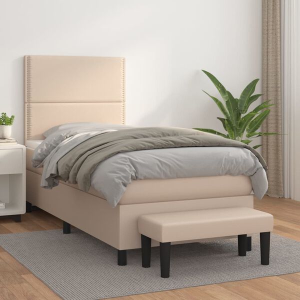 vidaXL Sommier &agrave; lattes de lit avec matelas Cappuccino 100x200 cm