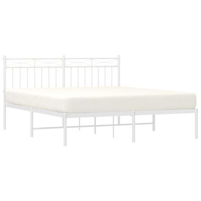 vidaXL Cadre de lit métal sans matelas et tête de lit blanc 150x200 cm