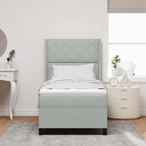 vidaXL Lit &agrave; ressorts avec matelas Gris clair 90 x 200 cm Velours