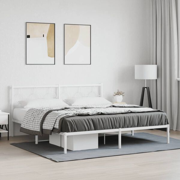 vidaXL Cadre de lit métal sans matelas et tête de lit blanc 180x200 cm