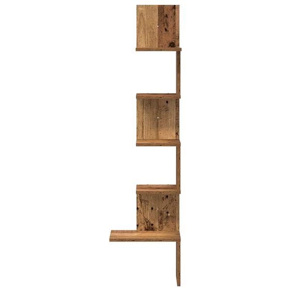 vidaXL &Eacute;tag&egrave;re d'angle murale vieux bois 32x32x127,5cm bois ing&eacute;nierie