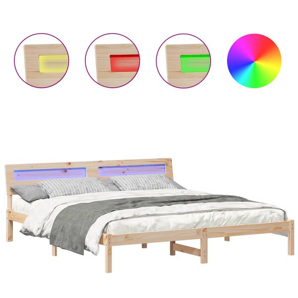 vidaXL Cadre de lit avec t&ecirc;te de lit Marron 180 x 200 cm Pin massif