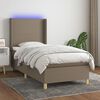 vidaXL Sommier &agrave; lattes de lit matelas et LED Taupe 90x190 cm Tissu