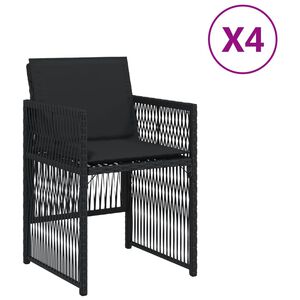 vidaXL Chaises de jardin lot de 4 avec coussins noir r&eacute;sine tress&eacute;e
