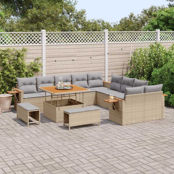 vidaXL Ensemble de canap&eacute; de jardin 13 pcs Beige et Gris clair